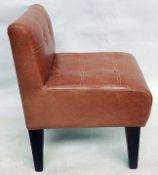 1 x Bespoke Small Button Back Tan Leather Chair - Dimensions: W42 x D53 x H71cm / Seat Height 47cm -