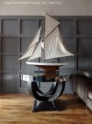 1 x RV Astley Large Round Mirrored Table With A Black Painted Wooden Frame - Dimensions: H77 x
