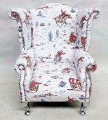 1 x Bespoke Hand-crafted Child Size Studded Armchair With Chrome Feet - Dimensions: W67 x D51 x