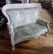 1 x Luxury French Inspired Loveseat / Sofa / Chais - Colour Grey & Silver - Dimensions: W134 x