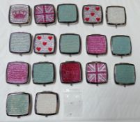 17 x Assorted ICE LONDON Silver Plated Compact Mirrors - 7 Different Designs - Unboxed Ex-Display