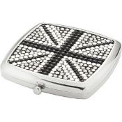 10 x ICE LONDON Black Union Jack Silver Plated Compact Mirrors - MADE WITH 