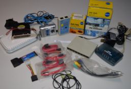 Assorted Job Lot of Computer Accessories - Includes Netgear Modem, Heatsinks, Digital Camera, Lan