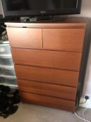 1 x 6-Drawer Wooden Chest - Dimensions: W80 x D48 x H122cm - Ref DBA006 - CL093 - Location: