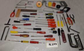 54 x Various Hand Tools Iincluding Screwdrivers, Saws, Bores, Drill Bits, Allen Keys, Hex Head Screw