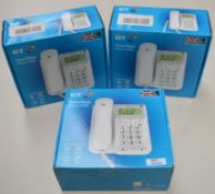 3 x BT Corded Home Phones - Decor 2200 - Features Handsfree Speaker, Caller Display and is Hearing