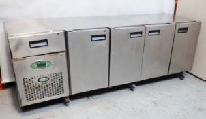 1 x FOSTER Commercial Undercounter Refrigerator With 4-Door Storage, Drawer And Stainless Steel