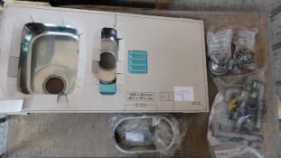 1 x Astra Cast Stainless Steel Two Bowl Kitchen Sink - Includes Waste Fittings and Colander - New in