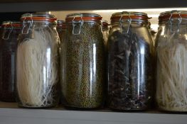 7 x Swing Top Jars With Deorative Spice Contents - Large Jars With Swing Top Lids - Size 28cm Tall