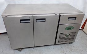 1 x FOSTER Commercial Undercounter Refrigerator With 2-Door Storage, Drawer And Stainless Steel