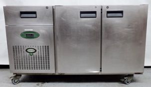 1 x FOSTER Commercial Undercounter Refrigerator With 2-Door Storage, Drawer And Stainless Steel