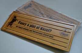 4 x Wooden KOZEL Beer Drip Trays - Unused Bar Accessories - Size 60 x 22.5cm - CL011 - Ref