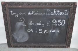 1 x Ornate Framed Chalk Advertised Board - Kozel Branded - Size 99 x 75 cms - Ideal For