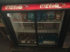 1 x Coca Cola Double Sliding Door Undercounter Drinks Fridge - Dimensions: W91 x D48 x H89cm -