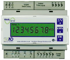 1 x Metering Solutions RAIL 310 Din Rail Mount Electric Meter - LCD Display, Pulse Outputs, 3