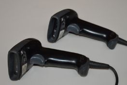 2 x Honeywell 3800g Adaptus 5.0 USB Black Barcode Scanners - CL300 - Ref JP023 - Location:
