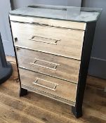 1 x MIRROR BEDSIDE DRAWER UNIT - Ref: NDE010 - Dimensions: 46 x 30 x height 60cm - CL122 - Location: