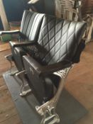 1 x A Pair Of Antique Cinema Seats On Base - Both Chairs And Base Have Been Expertly Upholstered