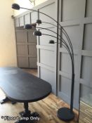 1 x Retro Arched 5-Arm Floor Lamp With Weighted Base In Matt Black - Dimensions (Approx): H220 x