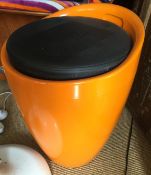 1 x Wizard Storage Stool - Colour: Orange - Features A Faux Leather Seat Pad - Ultra Modern Design -