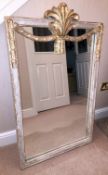 1 x Large Antique-style Stone-Effect Mirror - Dimensions: 112cm x 66cm - Pre-owned - NO VAT
