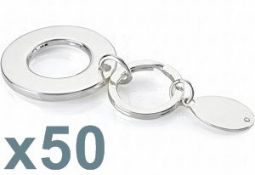 50 x Silver Plated Key Rings By ICE London - Design: SOLAR - MADE WITH 