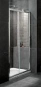 1 x Vogue AQUA LATUS 1100mm Slider Shower Door - 8mm Thick Clear Glass - Chrome Finish - Chrome on B