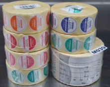 7 x Rolls of Food Safety Stickers - Monday, Wednesday, Thursday and Friday Throw Away Day Food Stick