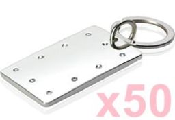 50 x Silver Plated Rectangular Key Rings By ICE London - MADE WITH 
