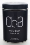 60 x Tins of CHA Organic Tea - PURE BLACK - 100% Natural and Organic - Includes 60 Tins of 25 Round