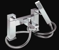1 x Verona Deck Bath Shower Mixer Tap - Vogue Bathrooms - Modern Bath Mixer Tap in Bright Chrome Wit