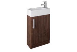 1 x Vogue Bathrooms JUNO Floor Standing VANITY UNIT With SINK BASIN - Contemporay WALNUT Finish -