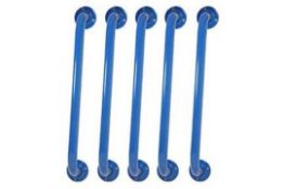 5 x Twyfords Avalon Doc M 600mm Straight Grab Rails in Blue - CL009 - New in Box - Location: