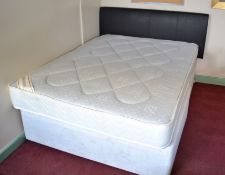 1 x Double Divan Bed With Base Unit, Mattress And Headboard
