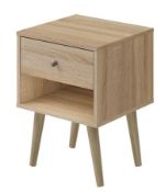 1 x Helsinki Bedside Table - Oak Finish - Unused Stock - CL190 - Ref BR131 - Location: Bolton BL1