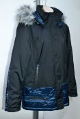 1 x Steilmann Womens Easy Care Winter Coat - Windproof - Features Hood With Detachable Faux Fur Trim