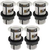 5 x Click Clack Slotted Basin Wastes - Stainless Steel Pop Up Machanism - 1 & 1/4 Inch Waste Fitting