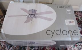 1 x Cyclone Ceiling Fan With Triple Halogen Light Kit - 106cm/42