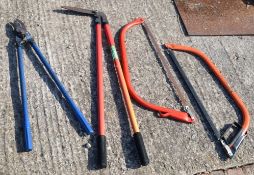 4 x Assorted Tools - Includes 2 x Saws, 1 x Hedge Trimmer, 1 x Long Handle Pruner - All Around