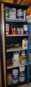 1 x Romeo Storage Cabinet With Contents - Oak Sliding Doors - Contents Include Various Paints and