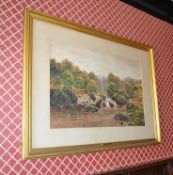 1 x Large Framed Watercolour Painting, Entitled 