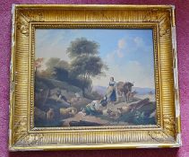 1 x Original Oil Painting Depicting Milk Maids By Jacob 