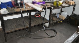 1 x Steel Workbench With Wooden Surfaces and Undershelf - CL202 - Ref EN102 - Location: Worcester