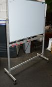 1 x Office Revolving Whiteboard With Pen Tray and Castors - Portable Presentation Baord - CL202 -