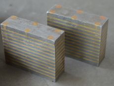 2 x Eclipse Magnetic Chuck Blocks With Wooden Case - Type E - CL202 - Ref EN038 - Location: