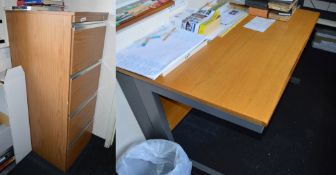 1 x Selection of Office Furniture Including Filing Cabinet, Desk and Two Chairs - CL202 - Ref