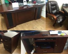 1 x Attractive Luxury Executive Office Desk, Executive Chair, Chest of Drawers and Sideboard