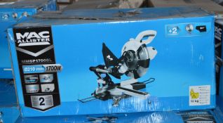 2 x MacAllister 1700DL 210mm 1700W Compound Mitre Saw - Boxed - CL185 - Location: Stoke-on-T