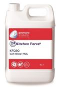 10 x Kitchen Force 5 Litre Soft Water Machine Dishwashing Liquid For Commercial Dishwashing -