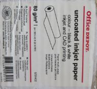 6 x Office Depot Uncoated Inkjet Paper Rolls - Ref: DRT0198 - CL185 - Location: Stoke-on-Trent ST3